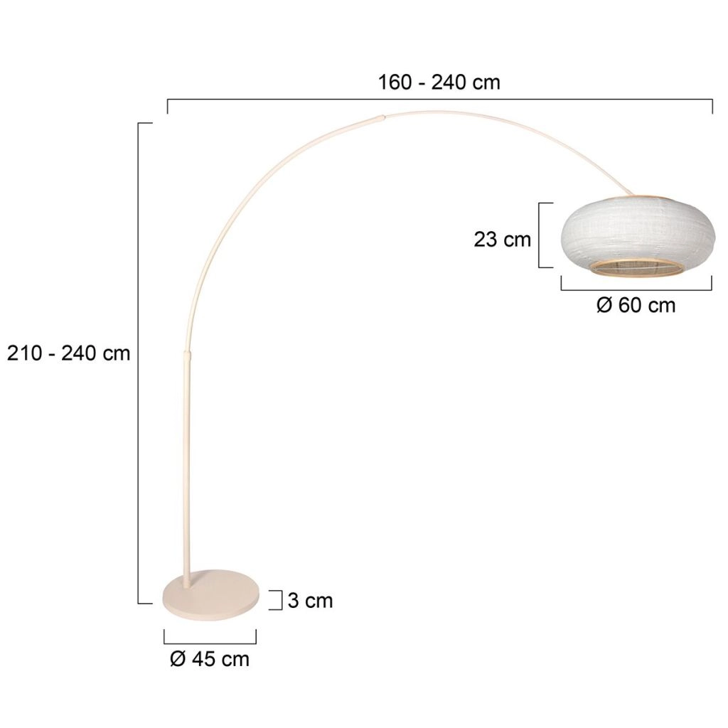 Lichtbogenlampe sandbraun Silva Alba mit weißem Farbton Ø60 cm Steinhauer 8712746185720