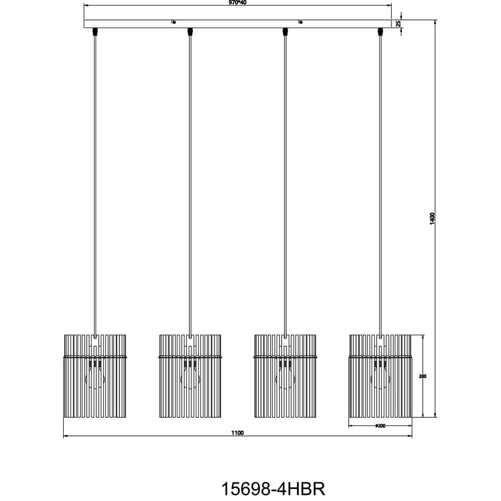 Schwarze Pendelleuchte Gorley mit rotem Glas 4-flammig Globo 9007371471966