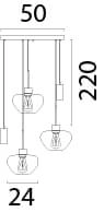5-flammige Pendelleuchte Genua schwarz mit 2x Goldglas Ø 24cm und 2x Anhänger Masterlight 8718121357157