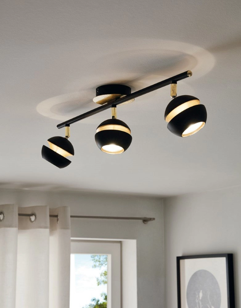 LED-Deckenspot Nocito 3 Lichtschwarz mit gold Eglo 9002759954840