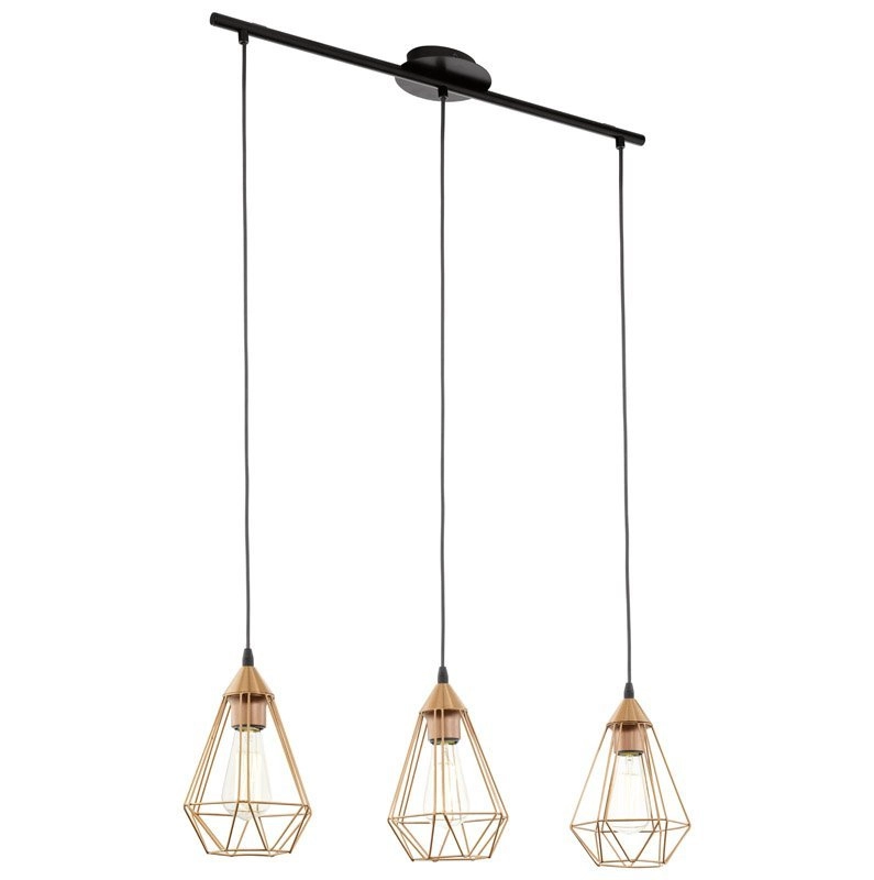 Pendelleuchte Tarbes 3 Lichtkupfer mit schwarz