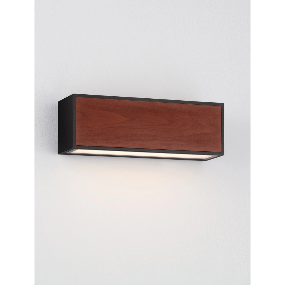Solar-Wandleuchte Brown schwarz mit Holz