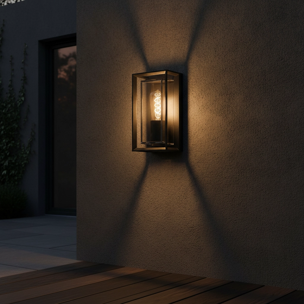 Elegante Außenlampe Leeds schwarz - E27 - Glas