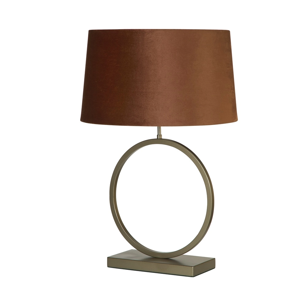 Tischlampe Elegant Bronze mit orangefarbener Kappe