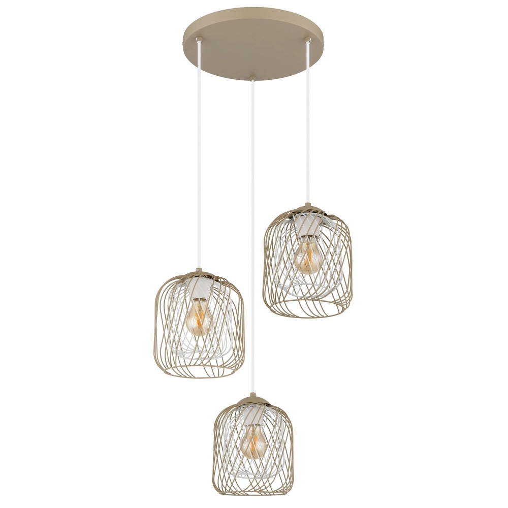 3-flammige Pendelleuchte Dichti rund sandbraun Globo 9007371528356