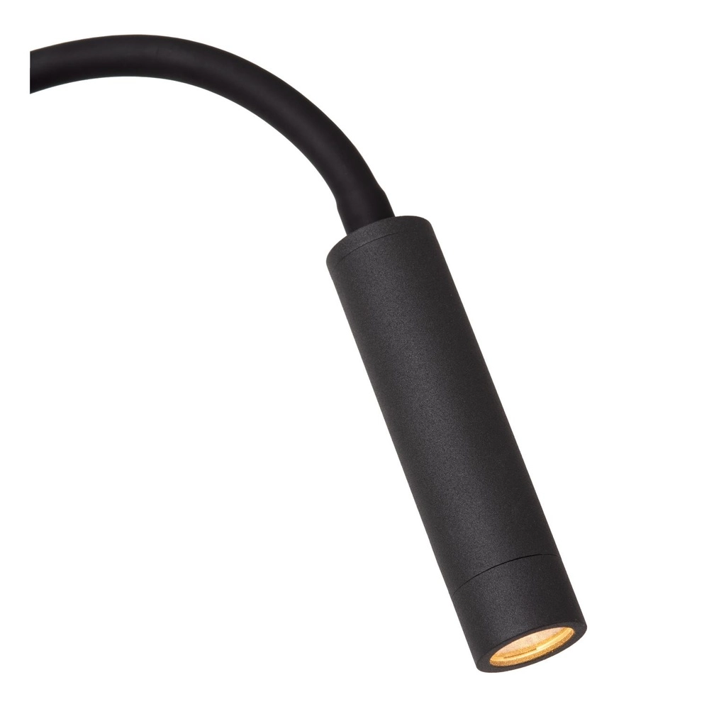 Nachttischlampe Alec schwarz mit USB-Anschluss Lucide 5411212031952