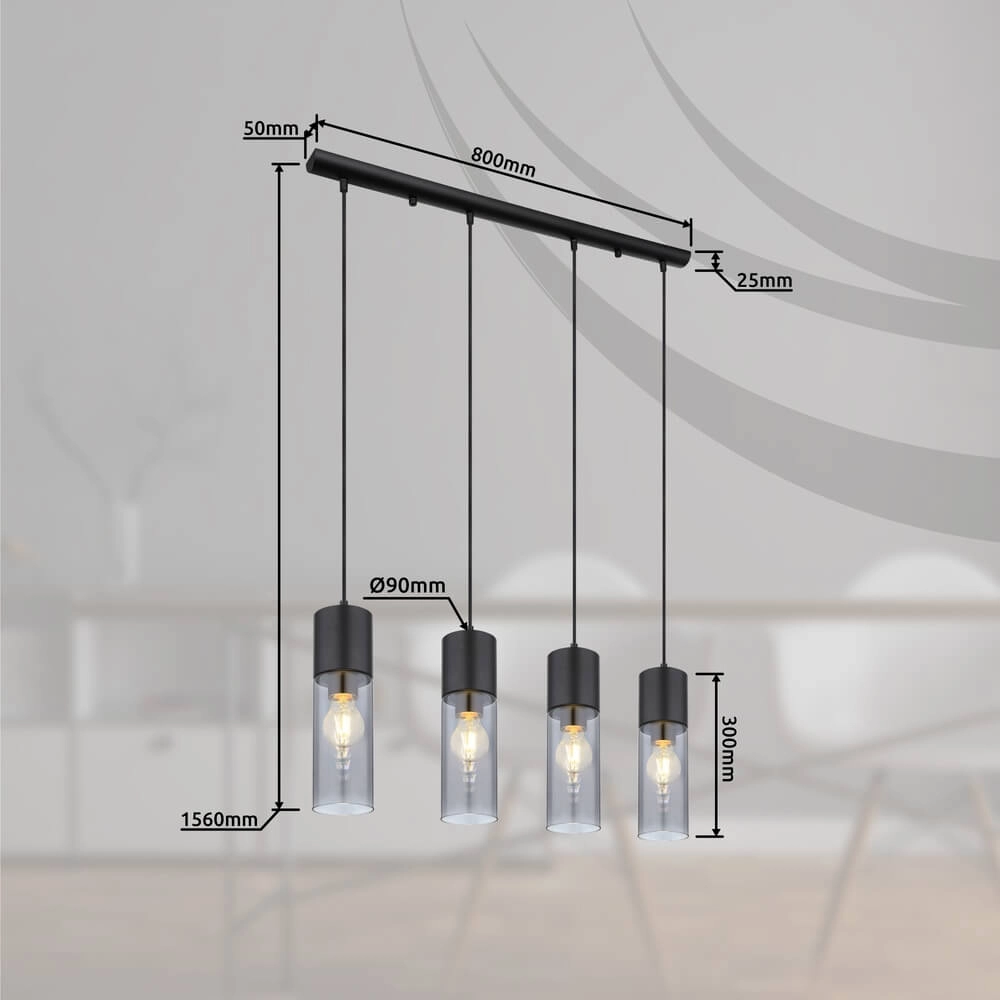 Schlanke Pendelleuchte Annika 4-flammig Globo 9007371439768