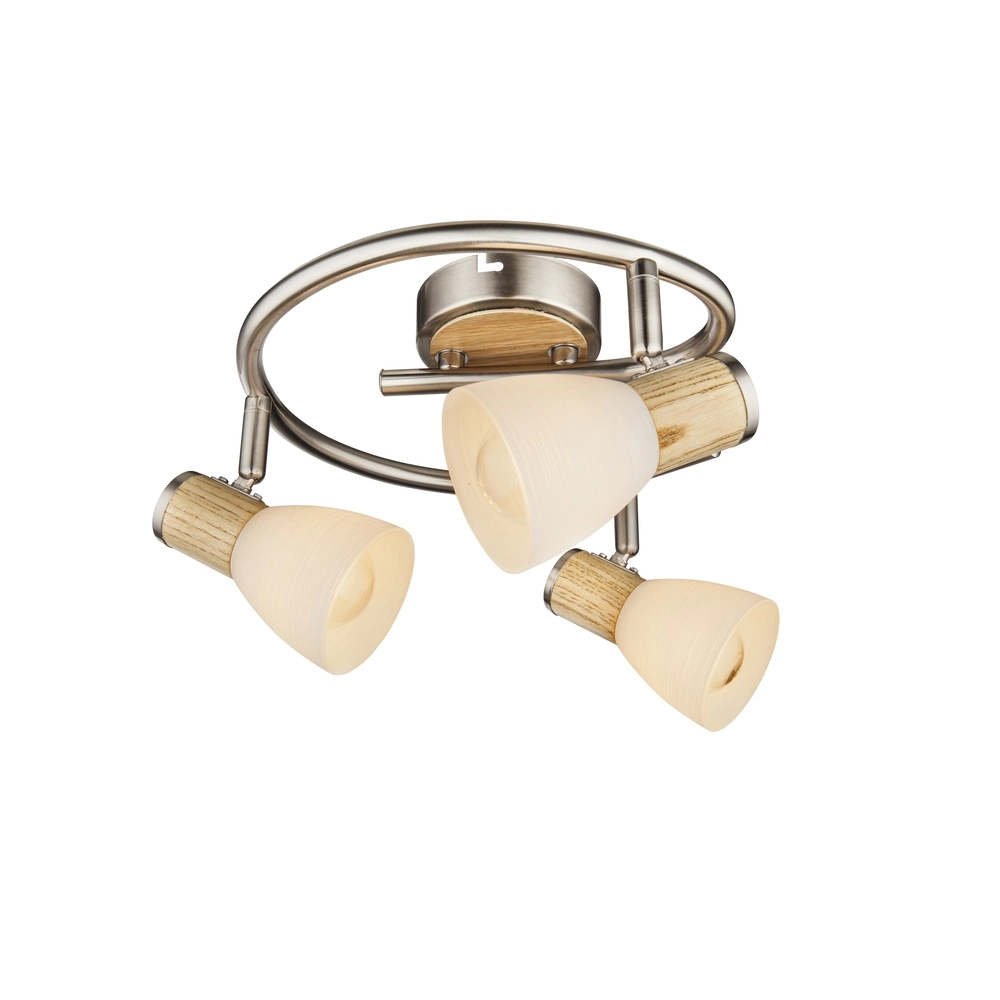 Deckenlampe Gylfi Nickel mit Holz-3-Fenstern