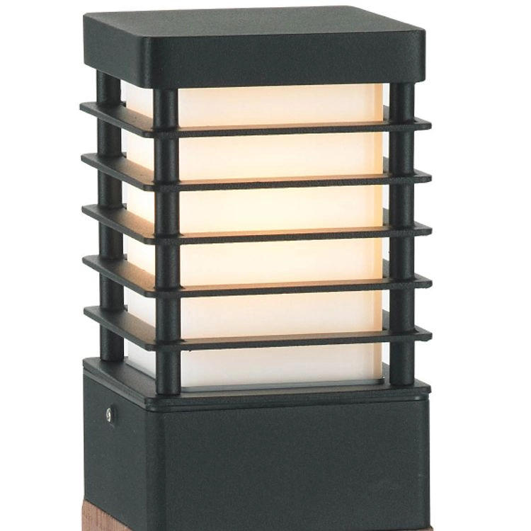 Terrasse Lampe Selham 85 cm schwarz mit Holzbraun Franssen 7042891410660