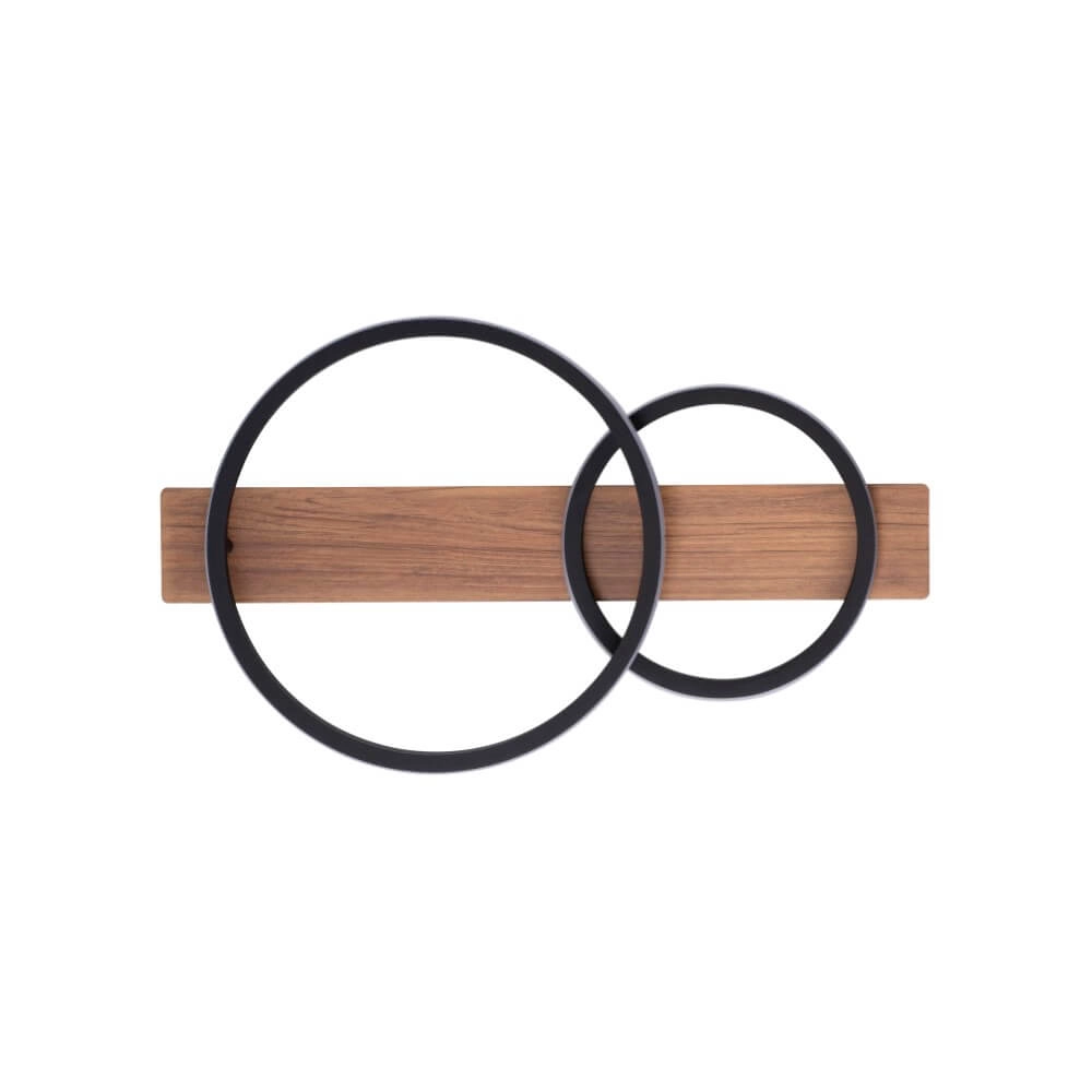 Deckenleuchte Trooper schwarz mit Holz 53cm Just Light 4043689982188