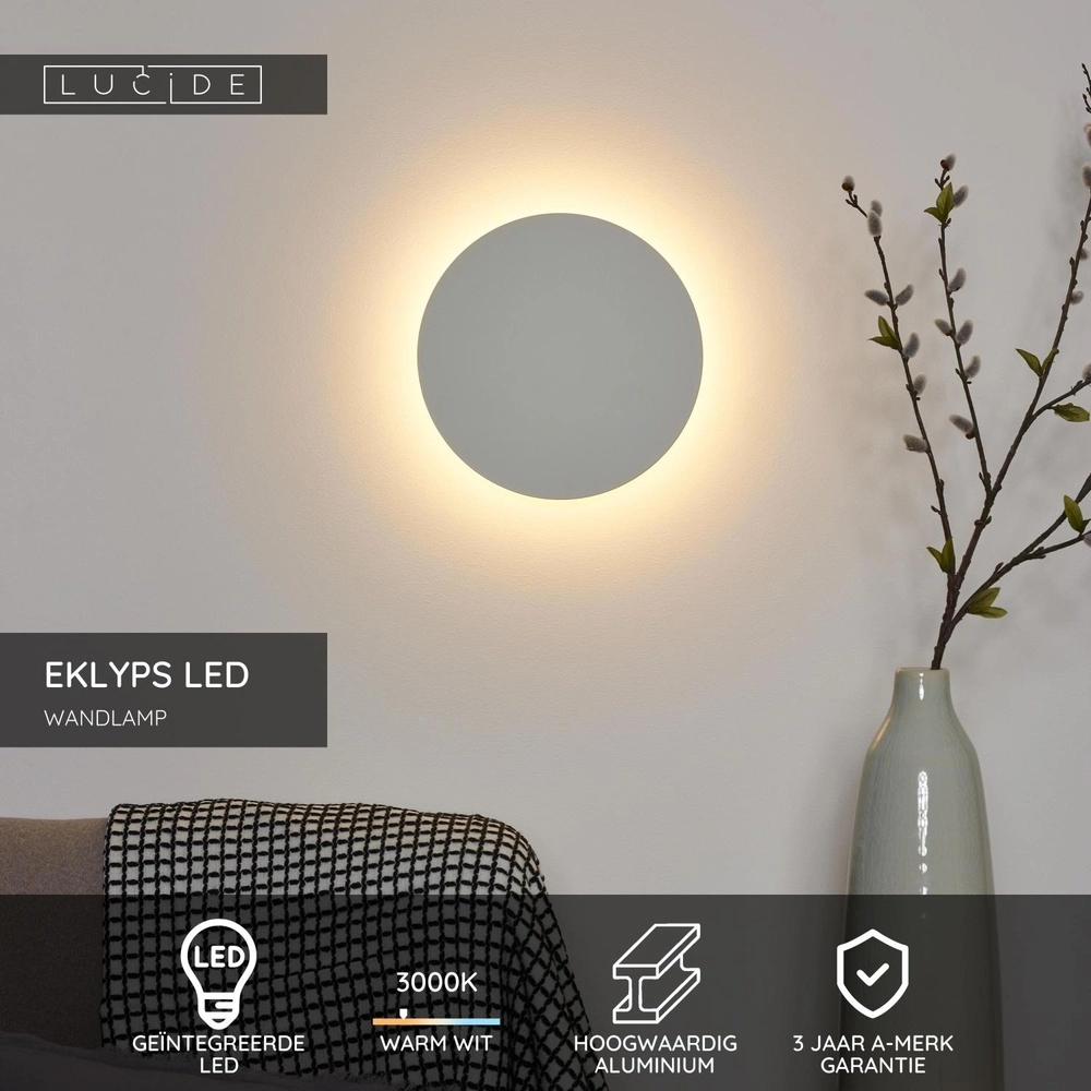 Design-Wandlampe Eklyps Led Ø 25 cm weiß Lucide 5411212460264