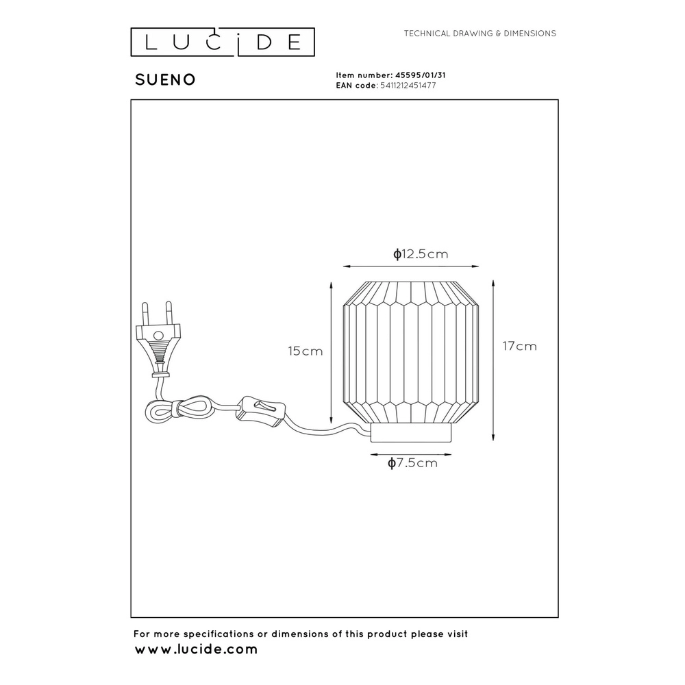 Tischlampe Sueno Weiß Lucide 5411212451477