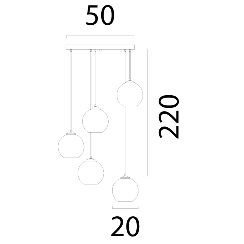 5-Licht Pendellampe Corda Rattan Ø 20 cm rund Masterlight 8718121336244