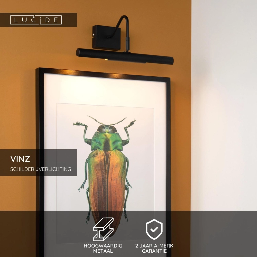 Bildlampe Vinz Schwarz Lucide 5411212452191