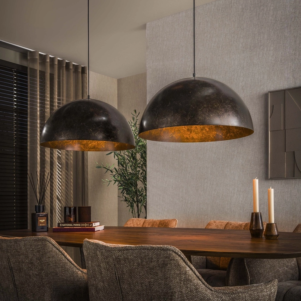 Industrie-Pendellampe Dome 2x Ø 60 cm – Stadtbraun