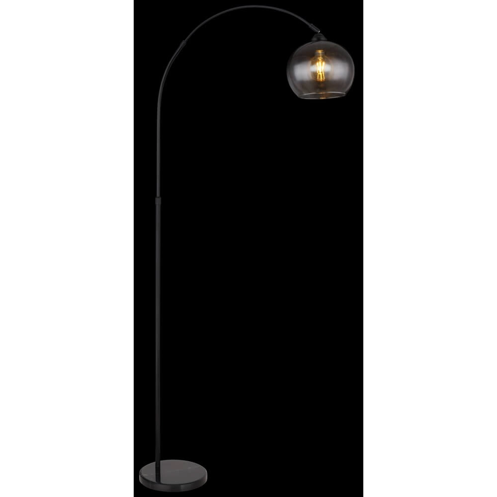 Schwarze Bogenlampe Newcastle Glühbirne Rauchglas Globo 9007371454228