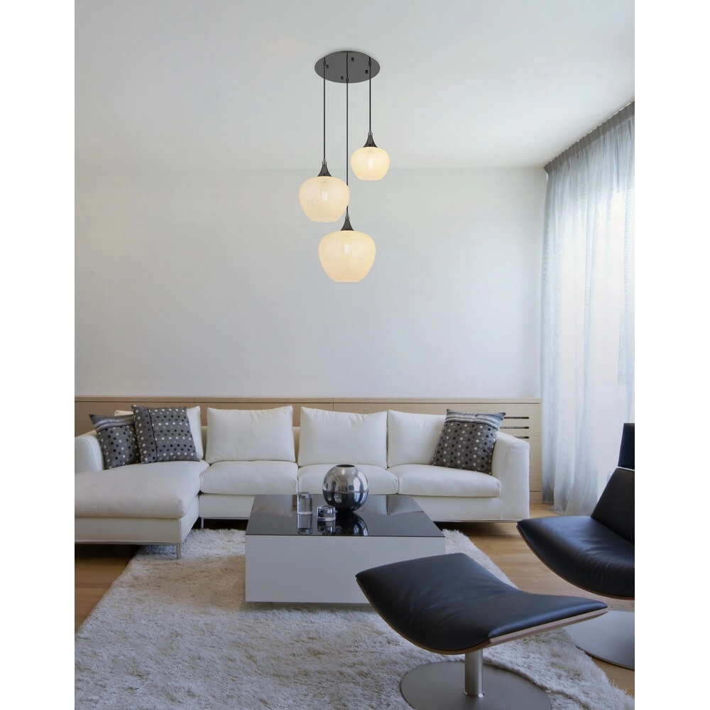 Anthrazit Pendelleuchte Maxy mit weißem Glas 3-flammig Ø 49cm Globo 9007371453177
