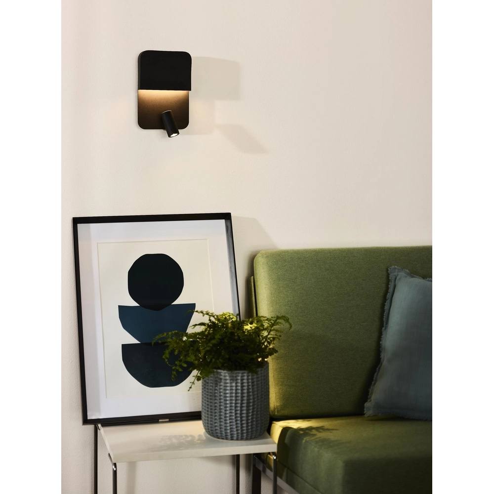 Nachttischlampe Boxer Schwarz mit USB-Ladepunkt Lucide 5411212791535