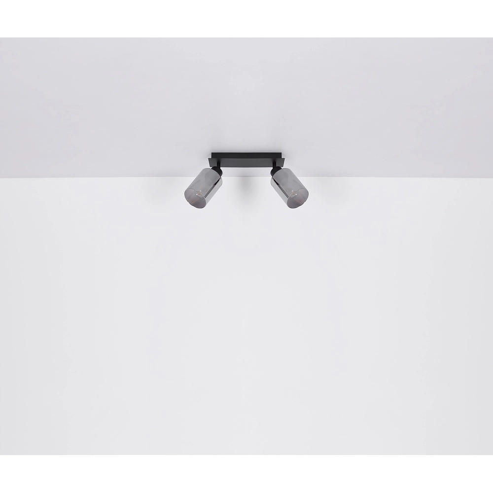 Deckenlampe Hadera 2-Licht Schwarz mit Rauchglas Globo 9007371440214