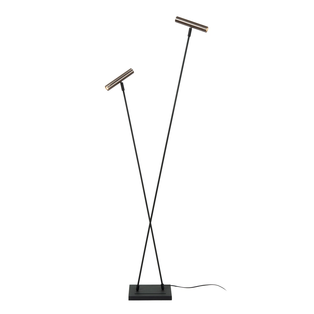 2-Licht Stehlampe Duarte Schwarz mit Metallgrau Lucide Vibes 5411212032195