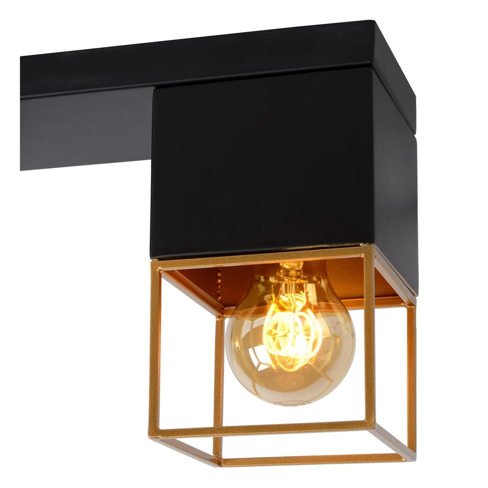 Elegante Deckenlampe Rixt 3-hell schwarz mit Gold Lucide 5411212211064
