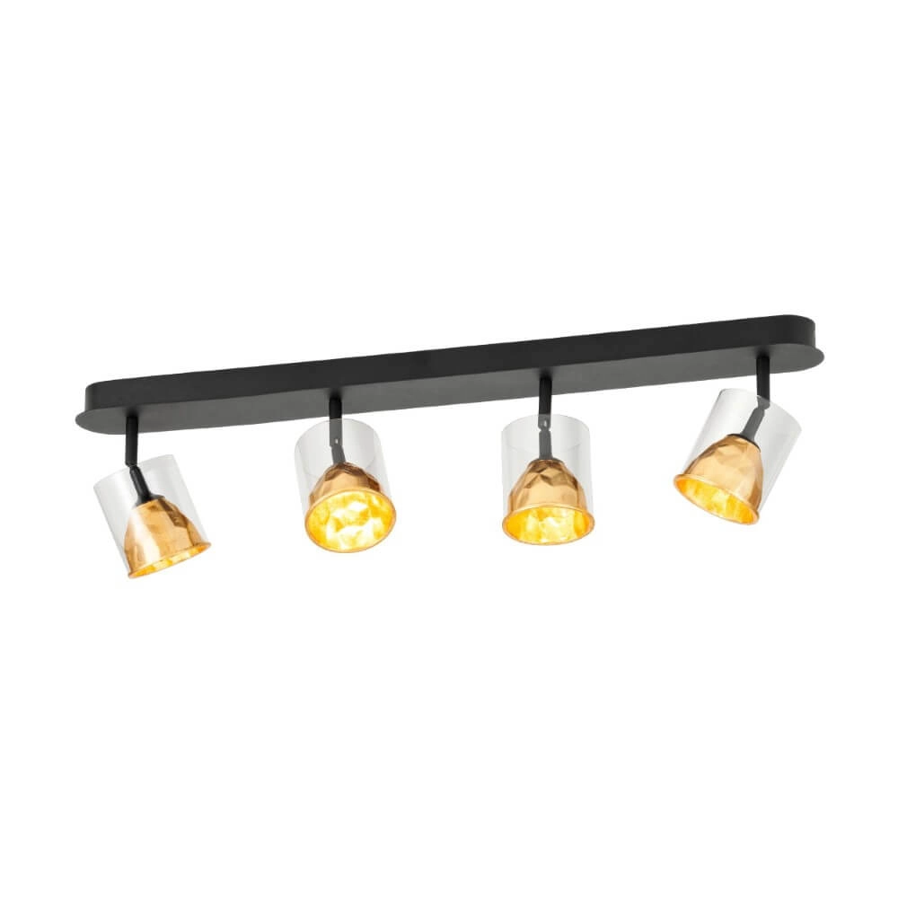 Schwarze Deckenleuchte Melito mit goldenen 4 Lichtern Stars of Light 9002759395766