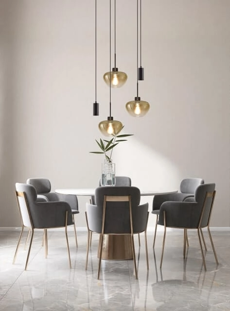 5-flammige Pendelleuchte Genua schwarz mit 2x Goldglas Ø 24cm und 2x Anhänger Masterlight 8718121357157
