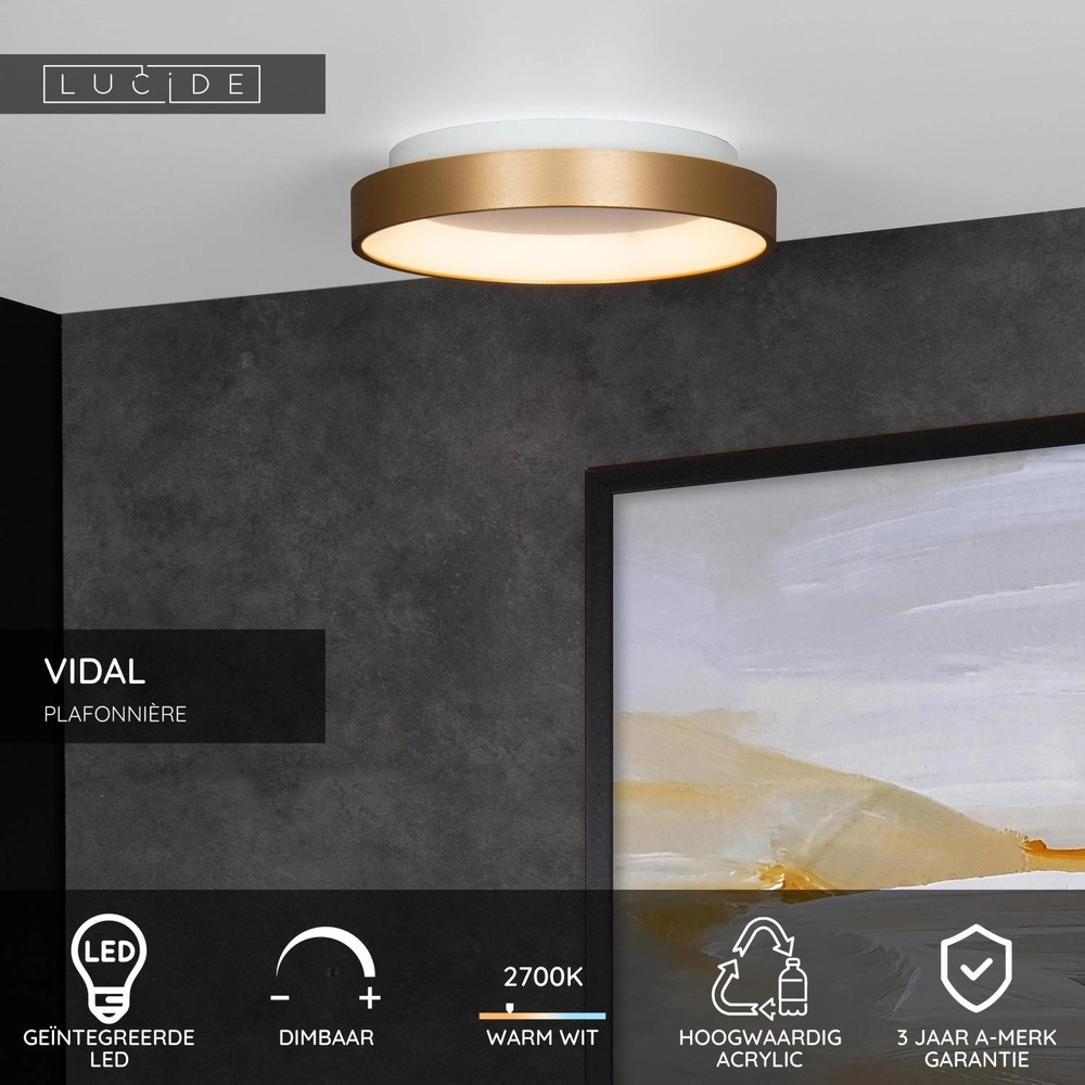Deckenlicht Vidal Ø 28cm Gold Lucide 5411212460820