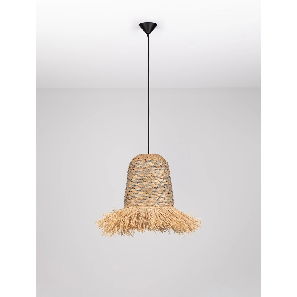 Stroh-Lampe Sorello Blau mit Braun Lyora 5212017477422
