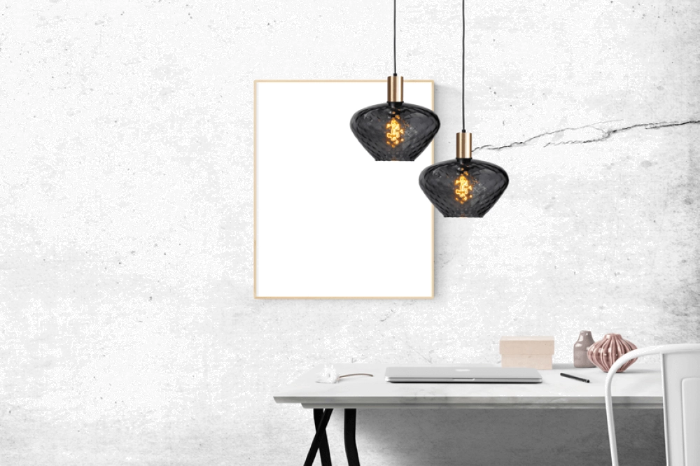 Hängelampe Gold Porto mit Blütenrauchglas - Ø 30cm Masterlight 8718121269207