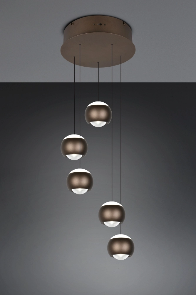 5-Licht Vide Pendellampe Orbit Platinbraun Trio 4017807686579