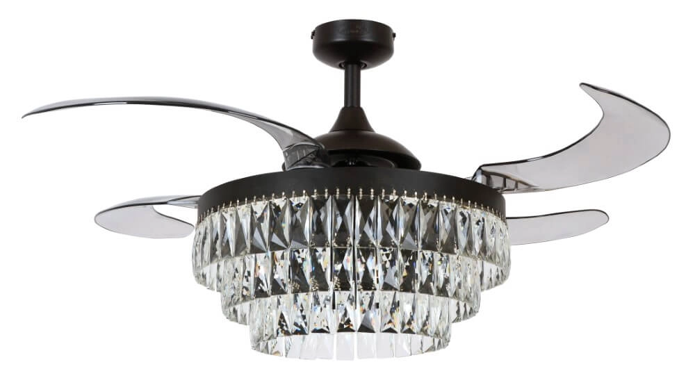 Schwarzer Deckenventilator mit Kristall Fanway Veil Ø 122cm