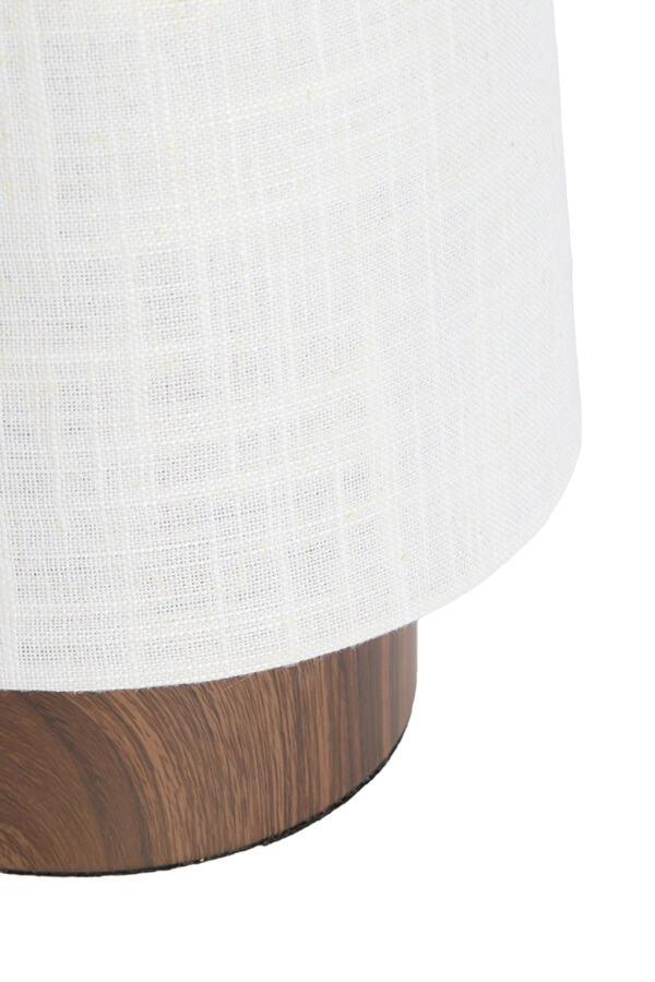 Tischleuchte weiß Howie mit dunklem Holz Ø 15cm Light & Living 8717807759360