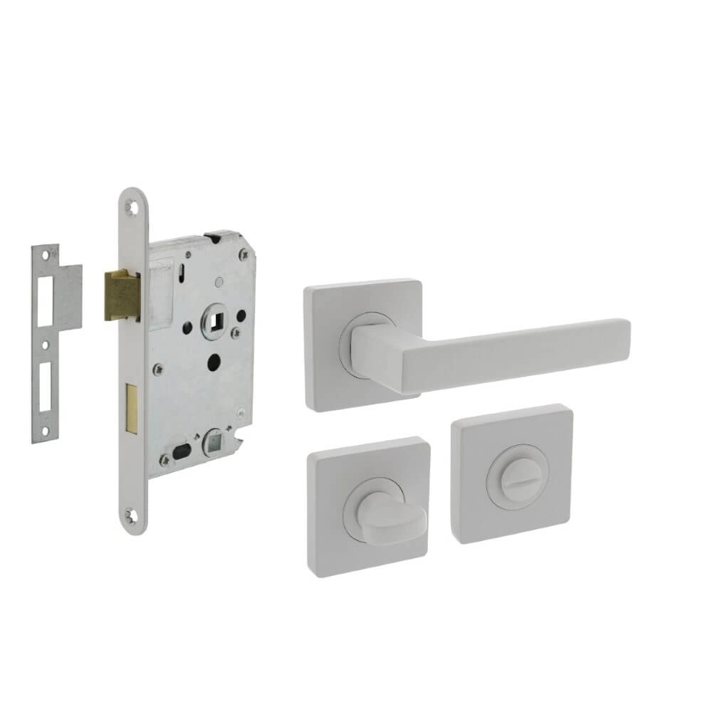 Komplettes Türdrücker-Set Hera weiße Toilette Intersteel 8714186634875