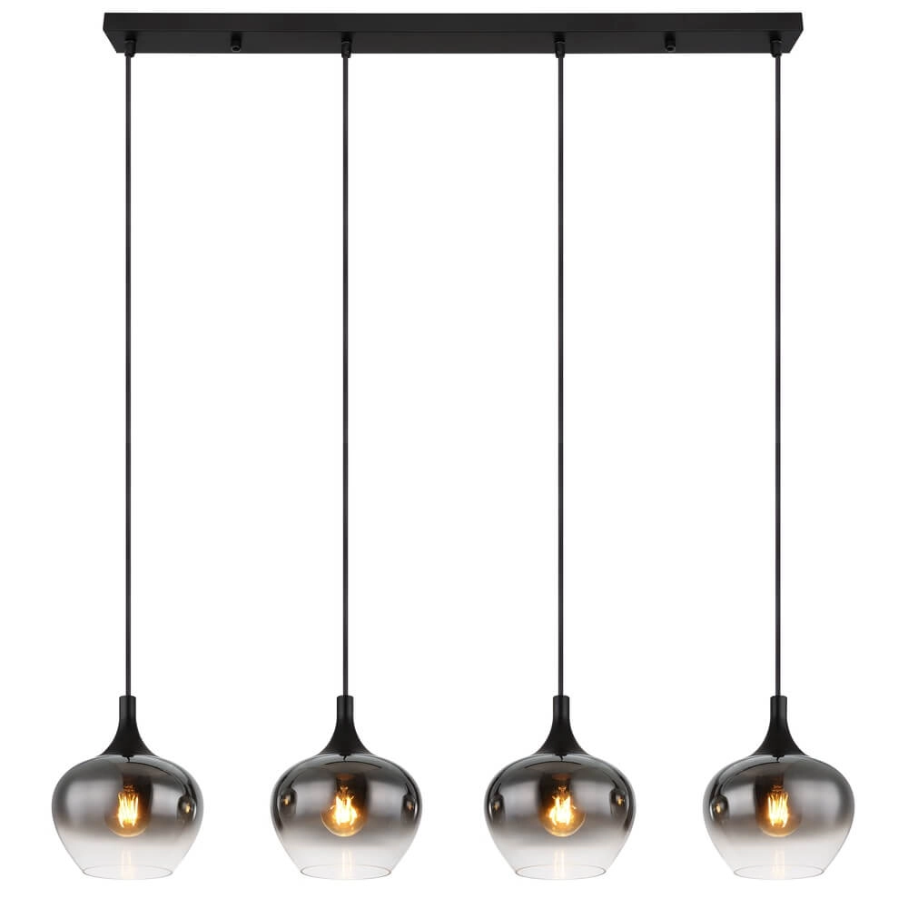Schwarze Pendelleuchte Maxy 4-flammig gerade Globo 9007371432400