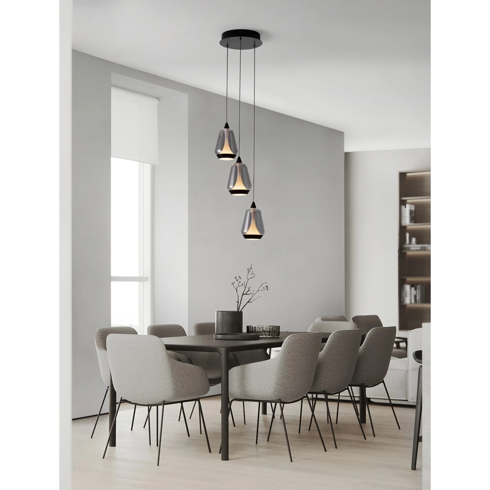 Design-Pendelleuchte Alish 3-flammiges Rauchglas Lyora 5212017477705