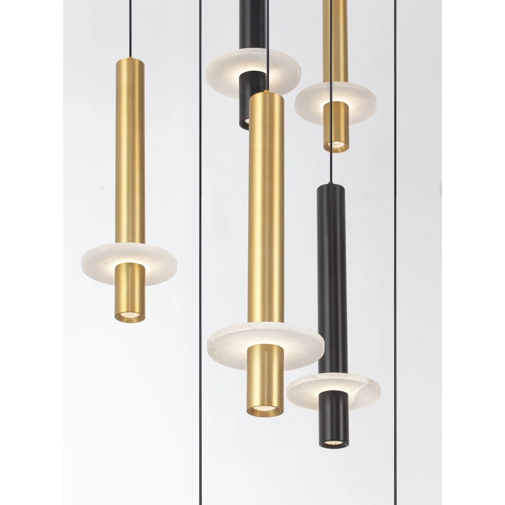 Design-Pendellampe Noemi schwarz mit weiß und gold Ø 72 cm Lyora 5212063503335