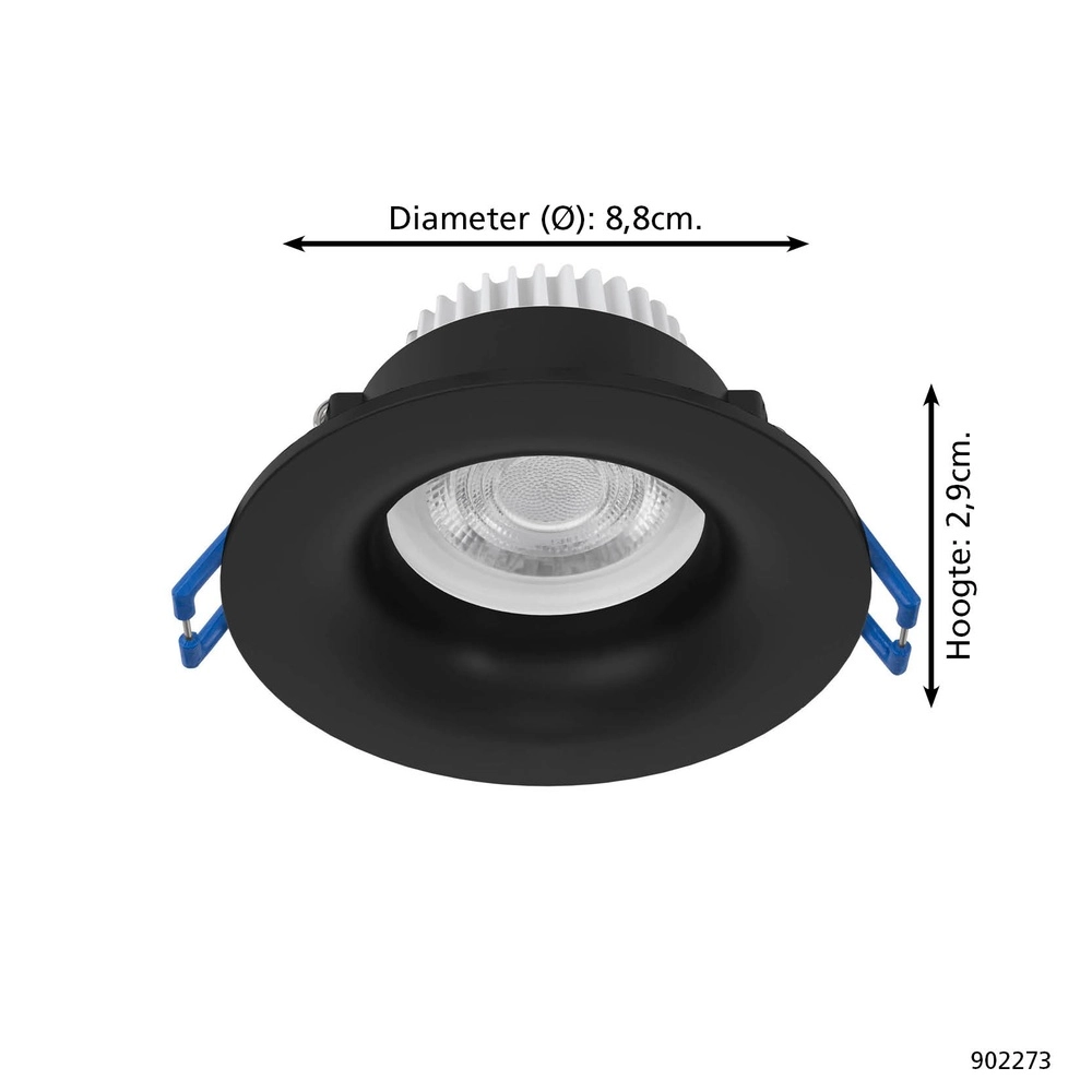 Einbaustrahler Salabate schwarz Ø 8,8cm IP65 Eglo 9008606358861