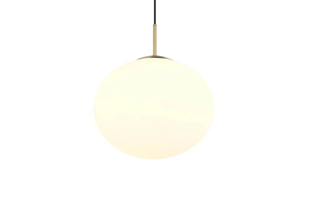 Ovale Hängelampe Fomento Ø 30 cm – Messing mit weißem Glas Trio 4017807616217