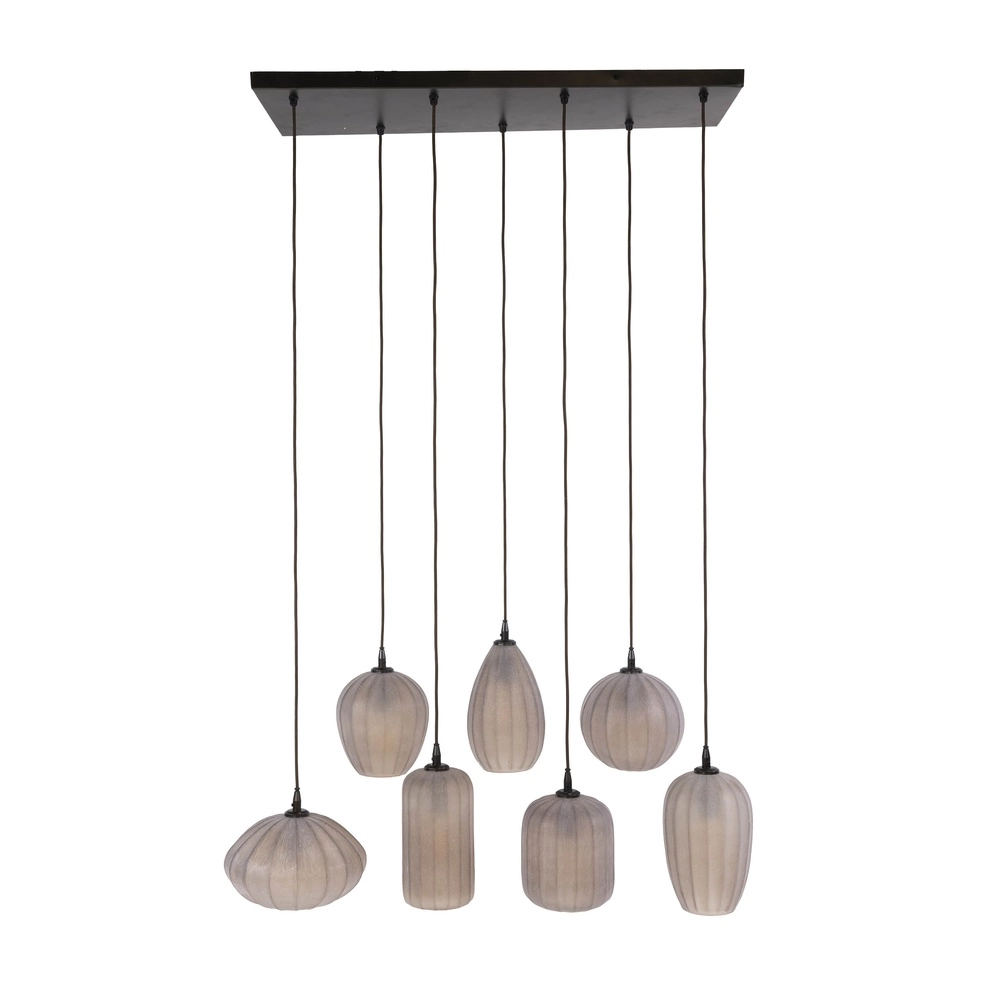 7-Licht Pendellampe Altura Sienabraun mit mattiertem Glas Lyora 8716803514874