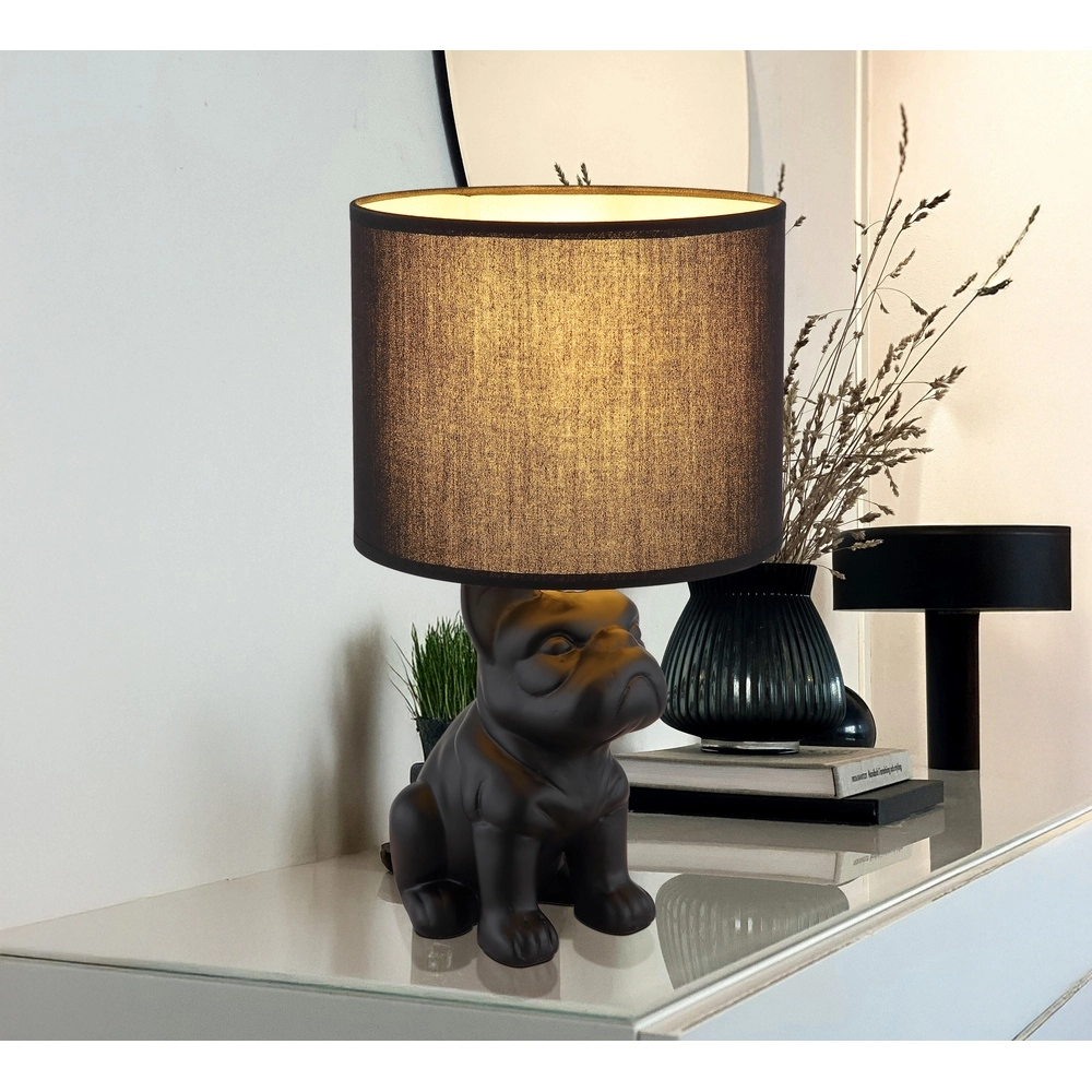 Tischlampe Dogo Hund Schwarz mit Mütze Globo 9007371566686