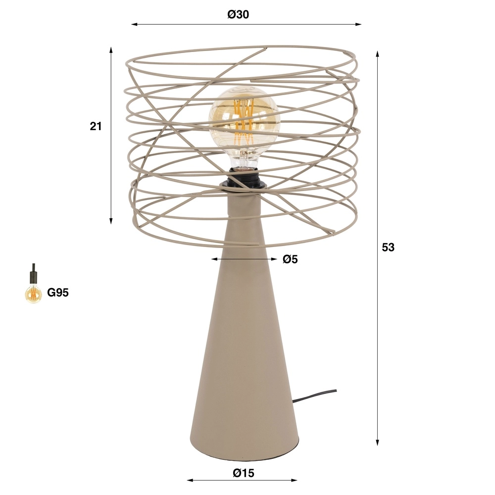 Sandtischlampe Curl mit Drahtkappe Lyora 8716803512504