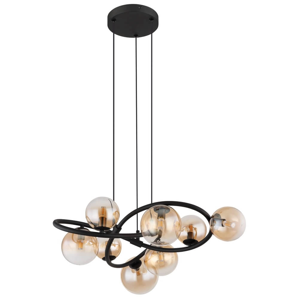 Schwarze Pendelleuchte Tuberius Bauform 8-flammig Globo 9007371449446