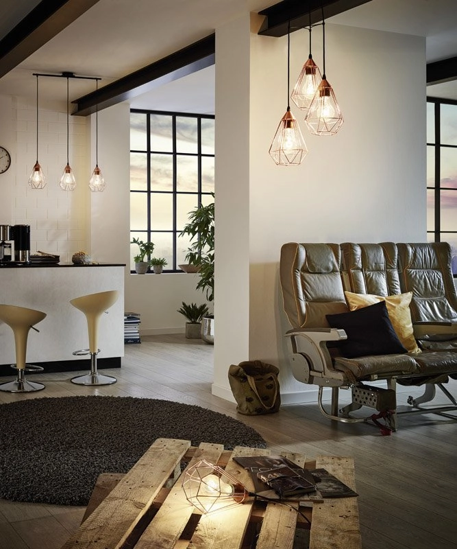 Pendelleuchte Tarbes 3 Lichtkupfer mit schwarz Eglo 9002759941956