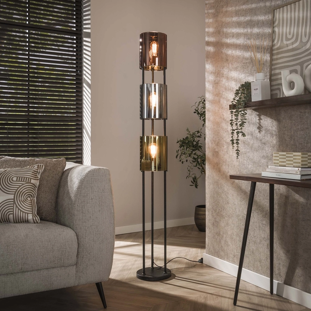 Glas-Stehlampe Lucente Farbglas – 3x E27