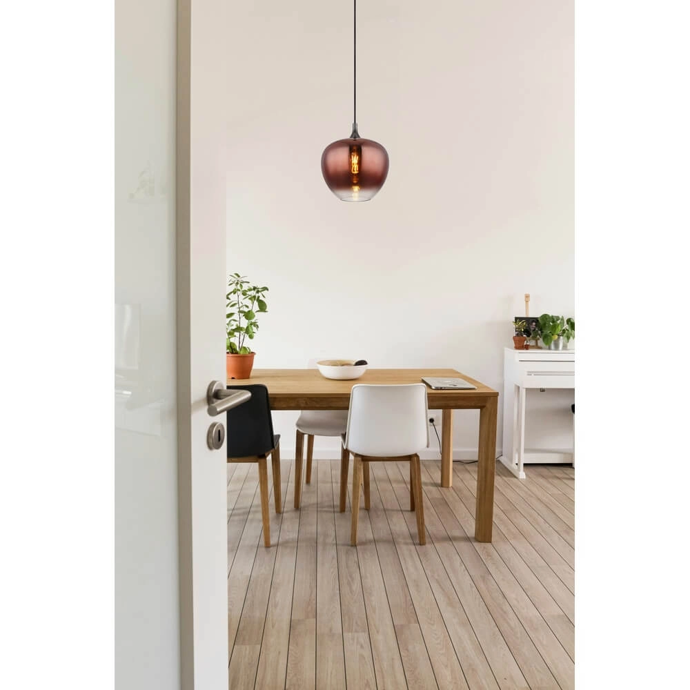 Schwarze Pendelleuchte Maxy mit rotem Glas Ø 29cm Globo 9007371453979