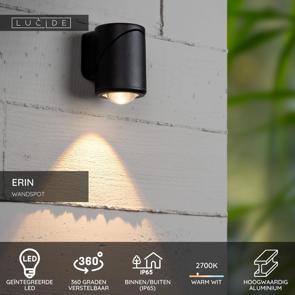 Entwurf eines oberflächenmontierten Scheinwerfers Erin IP65 schwarze Single Lucide 5411212152046