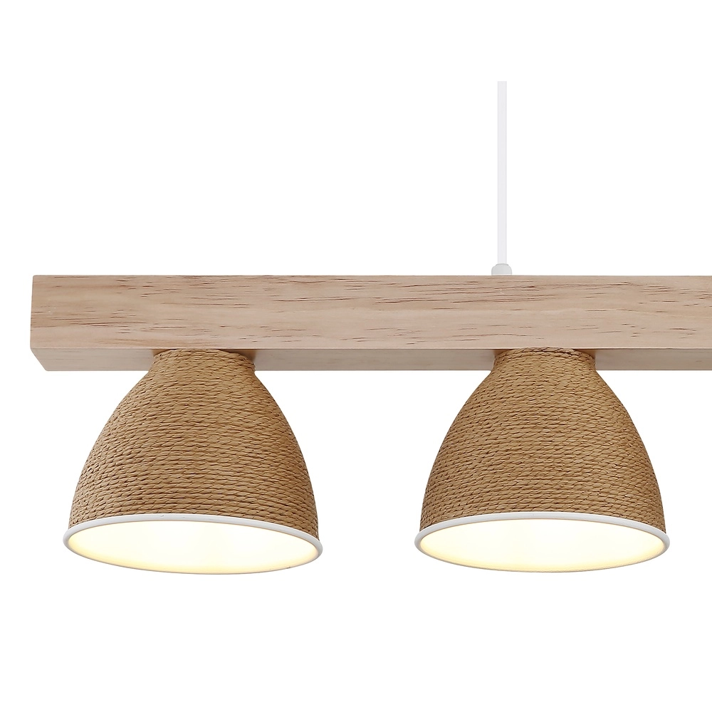 Pendellampe Lyndon 4-hell weiß mit Rattan Globo 9007371583904