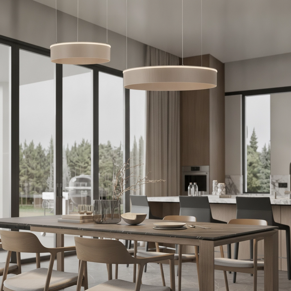 Moderne Pendellampe Olivia Doppelter Sandbraun