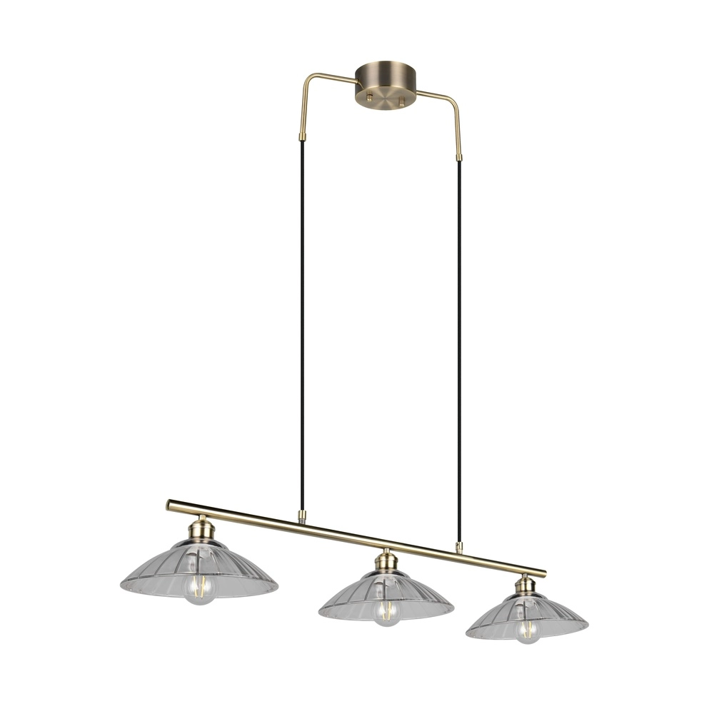 Klassische Pendellampe Eluna 3-Licht alte Messing Trio 4017807682526